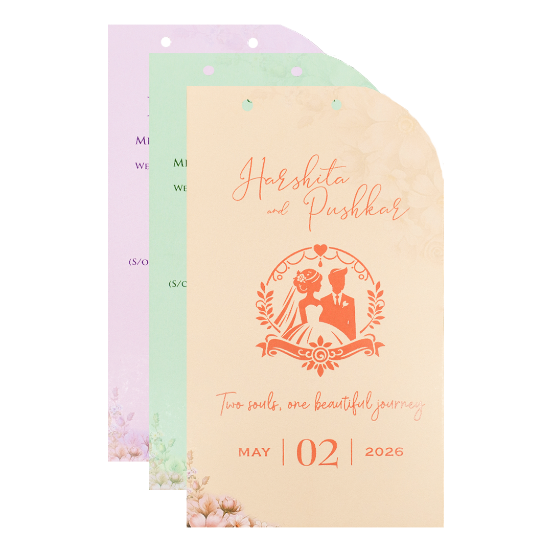 Grey Floral Bow Laser Cut Wedding Card-KSH72890