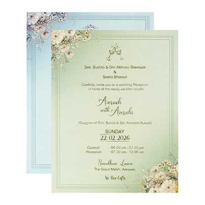 Cream Floral Embossed Padded Wedding Card-KSI64080