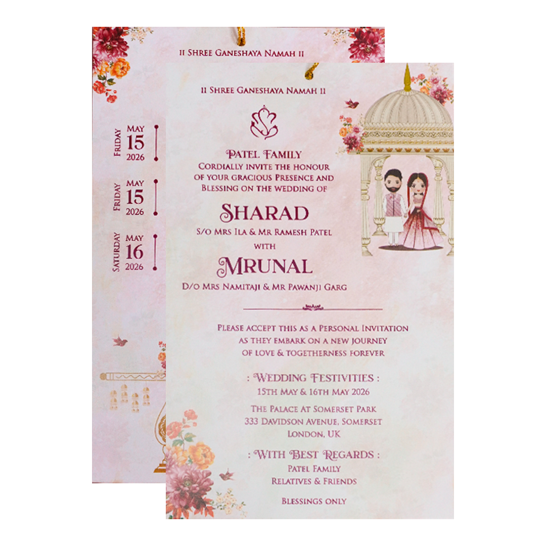 Pink Floral Arch Bridal Wedding Card-KSH71020