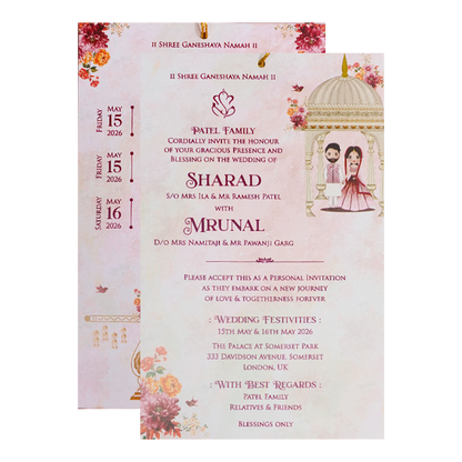 Pink Floral Arch Bridal Wedding Card-KSH71020