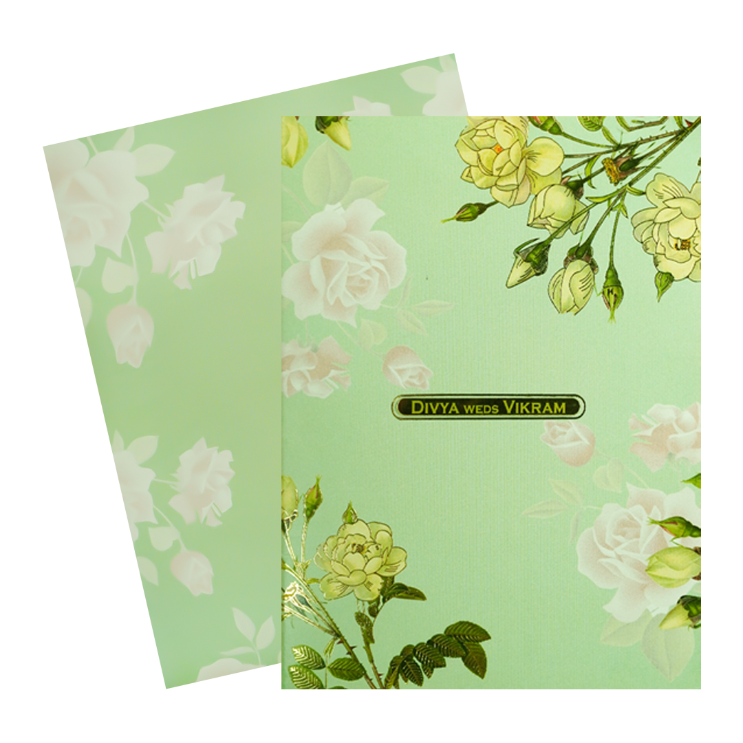 Mint Green Rose Floral Wedding Card-KNTY6814
