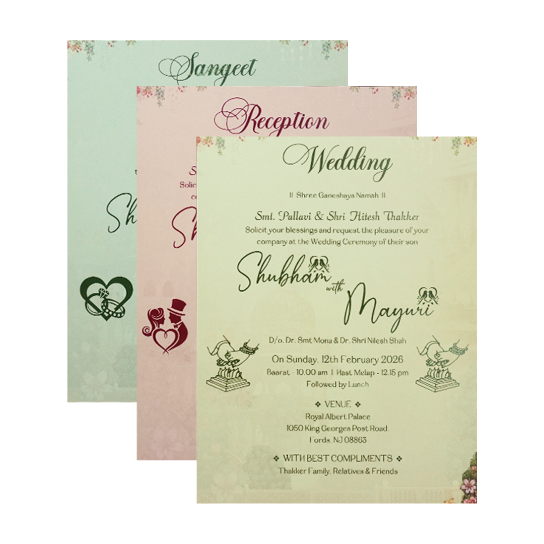 Palace Procession Padded Wedding Card-KSH73160