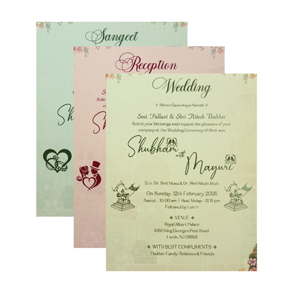 Palace Procession Padded Wedding Card-KSH73160