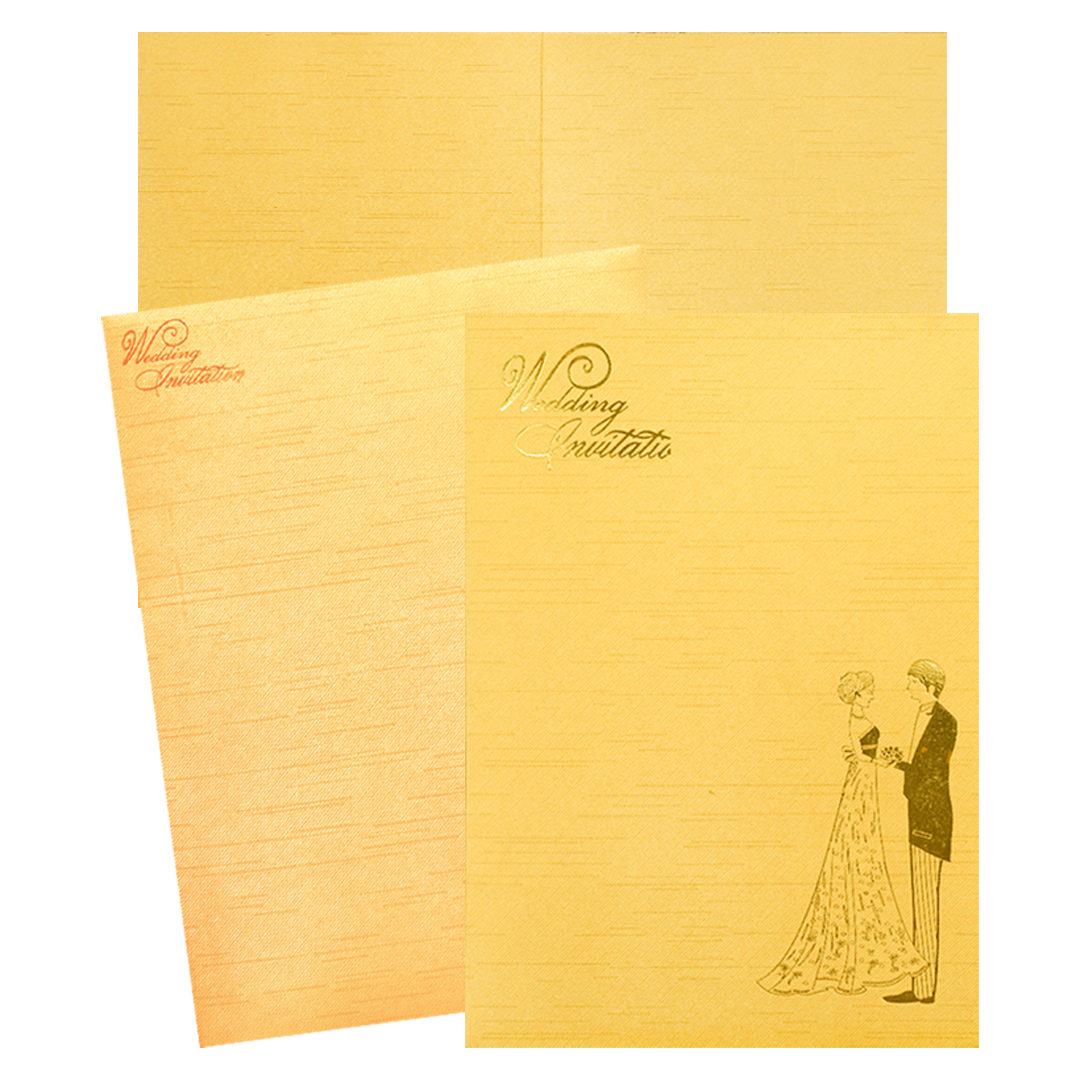 Yellow Western Couple Wedding Card-KNKR035G