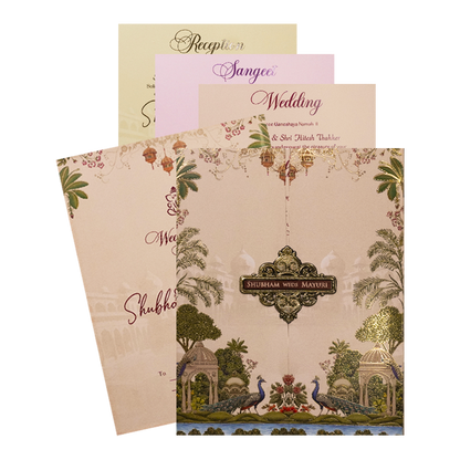 Cream Royal Procession Wedding Card-KSH73330