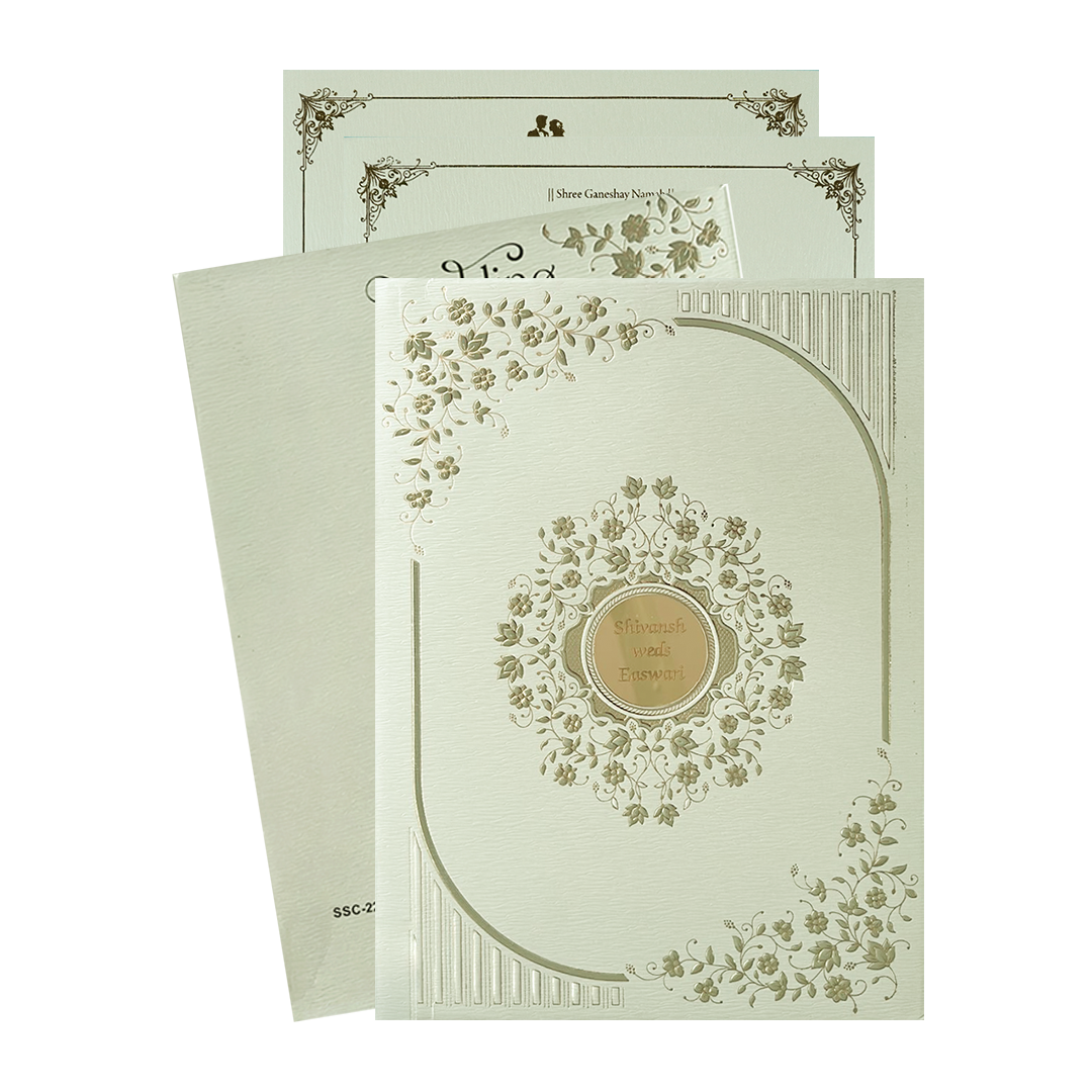 Pastel Green Gold Padded Wedding Card-KSSC2210