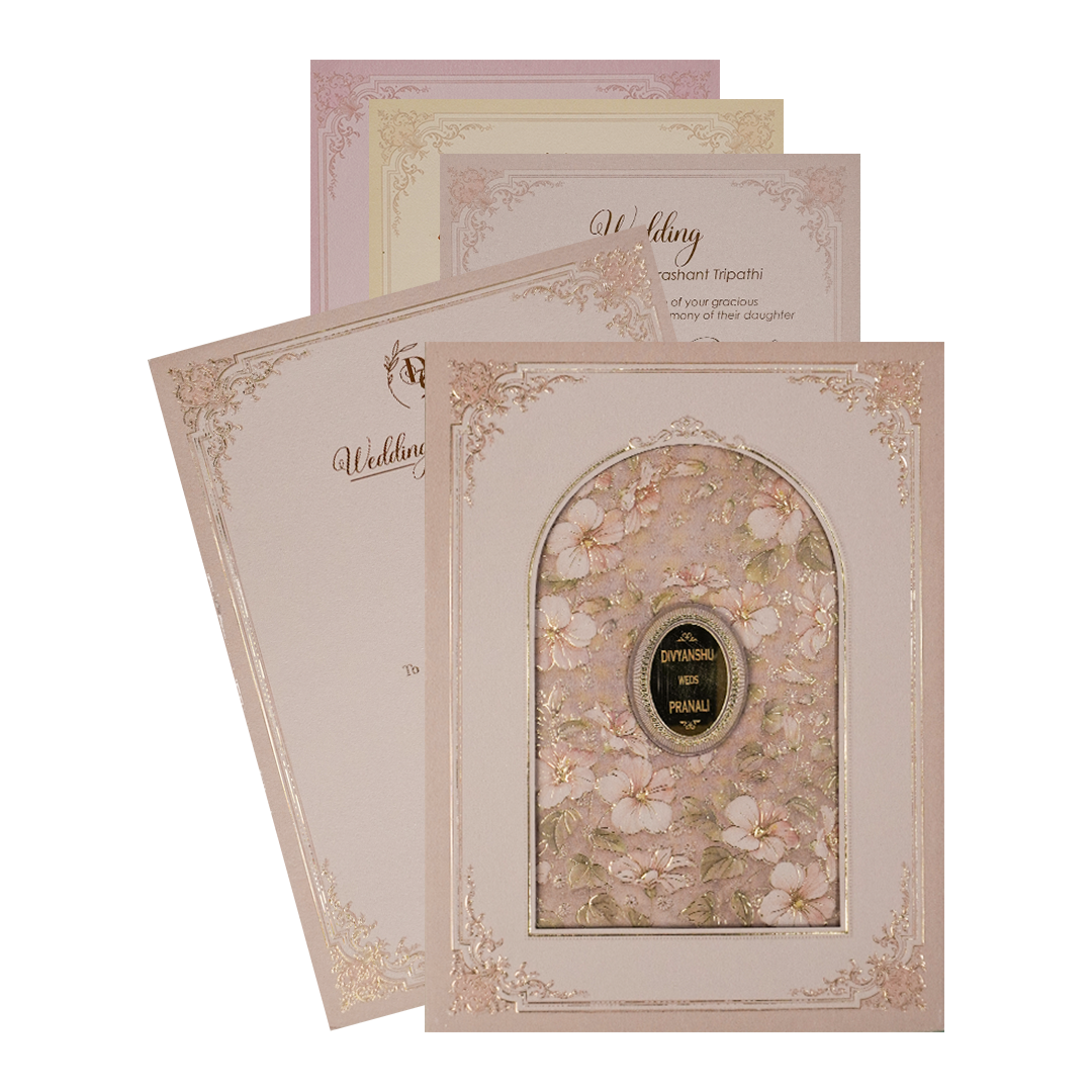 Lavender Floral Padded Wedding Card-KSI64250