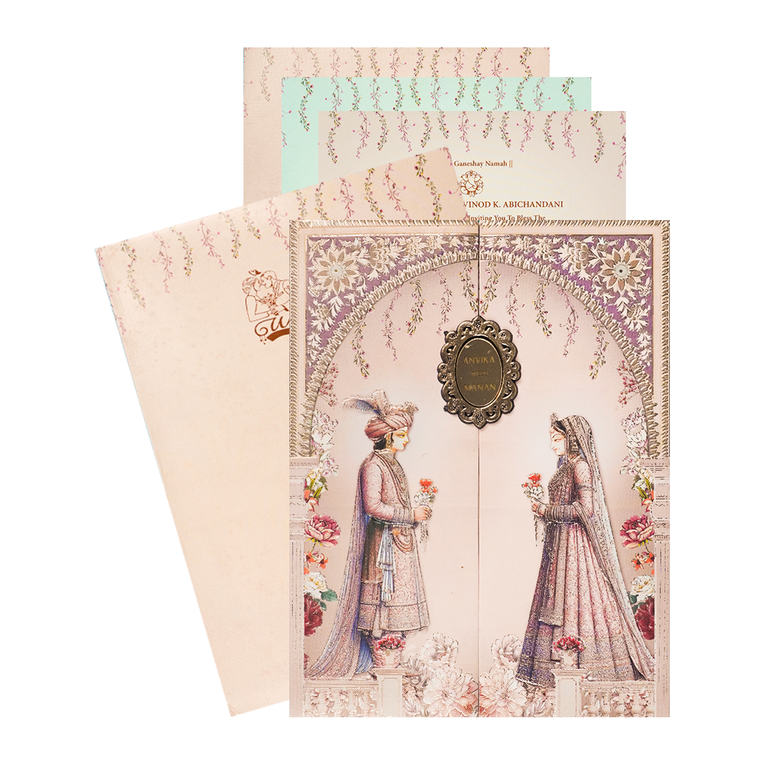 Bride Groom Arch Padded Wedding Card-KSSC2081