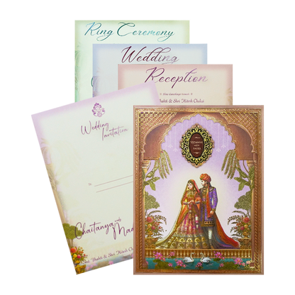 Royal Bride Groom Padded Wedding Card-KSH72330