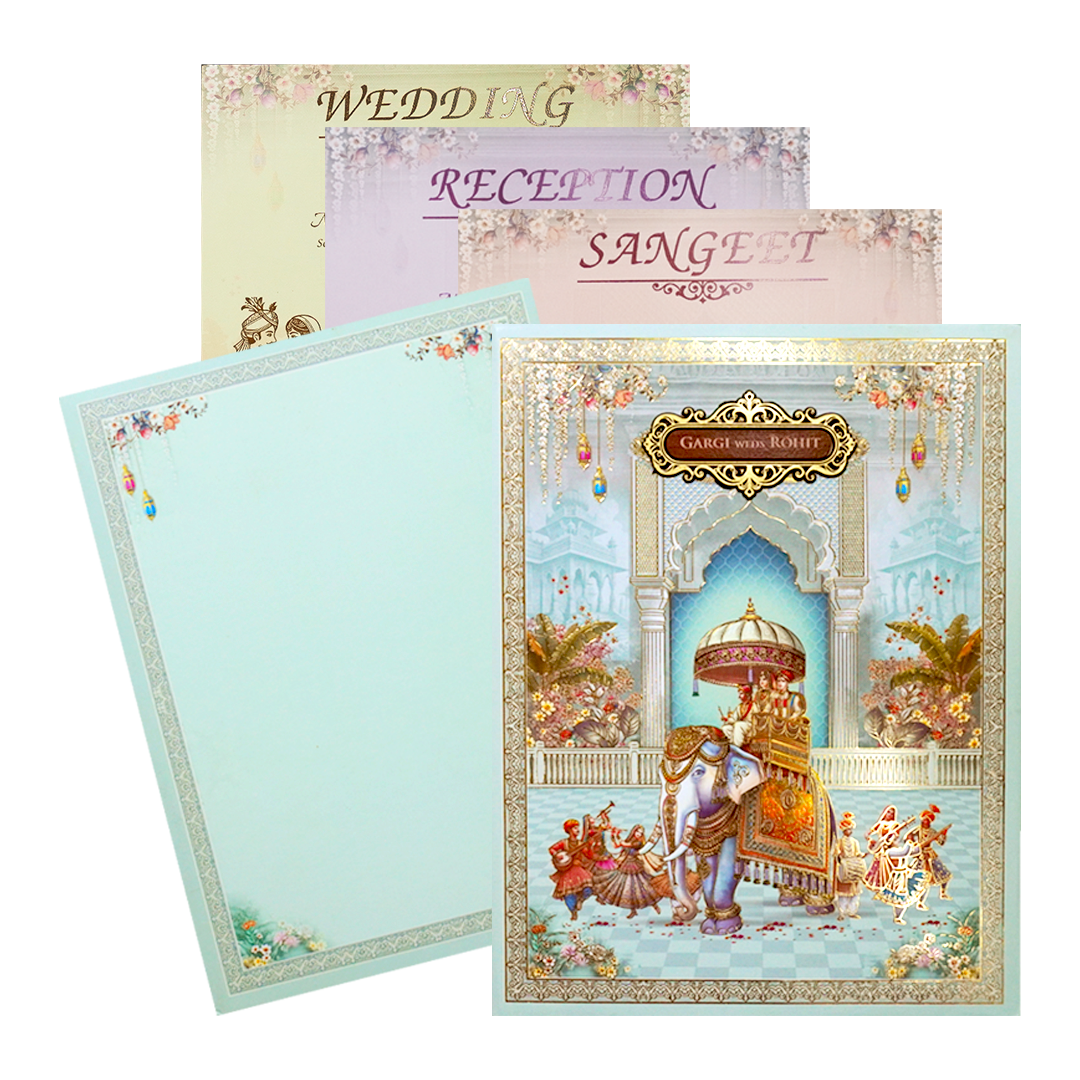 Royal Procession Padded Wedding Card-KSH72360