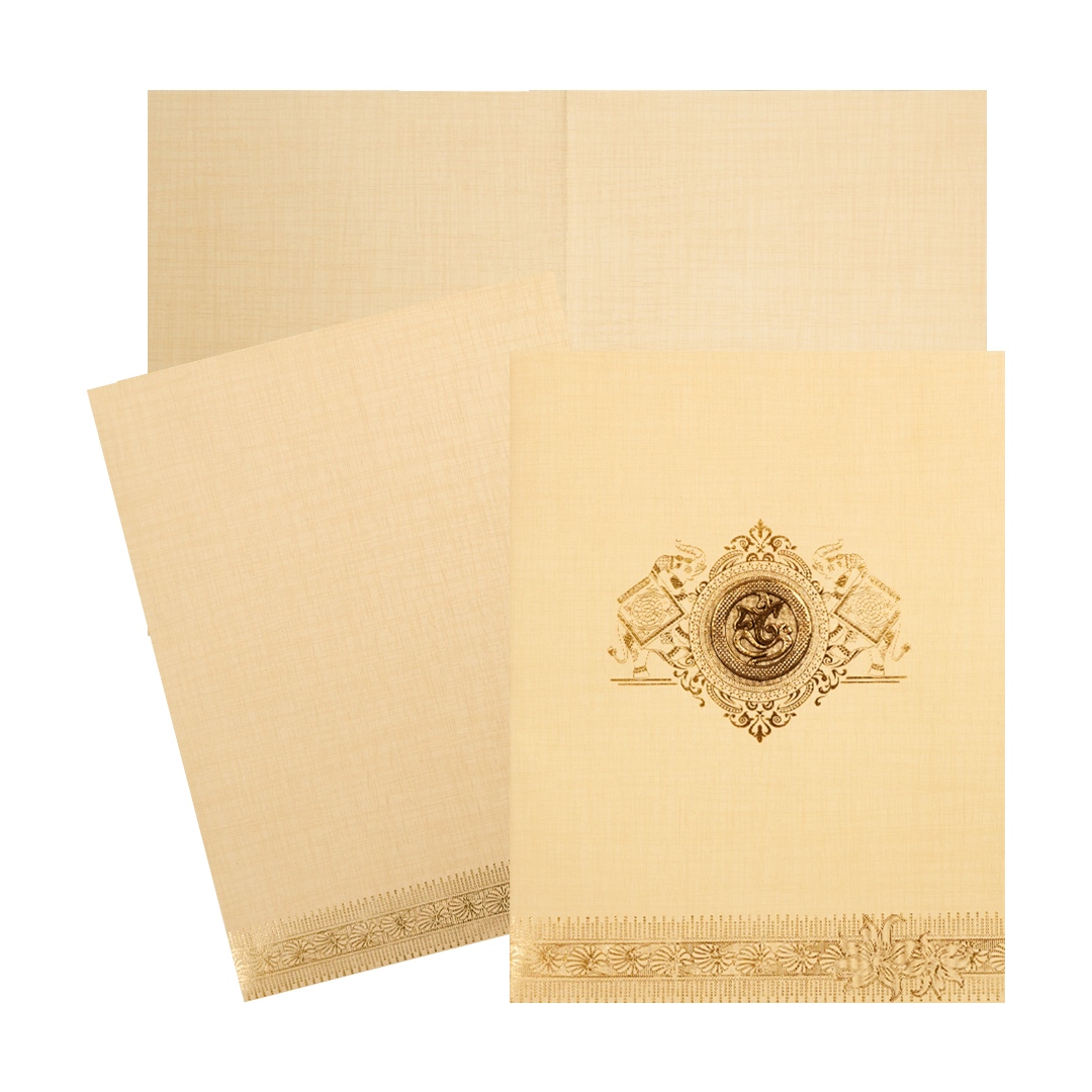 Cream Gold Foil Elephant Wedding Card-KNK5021S