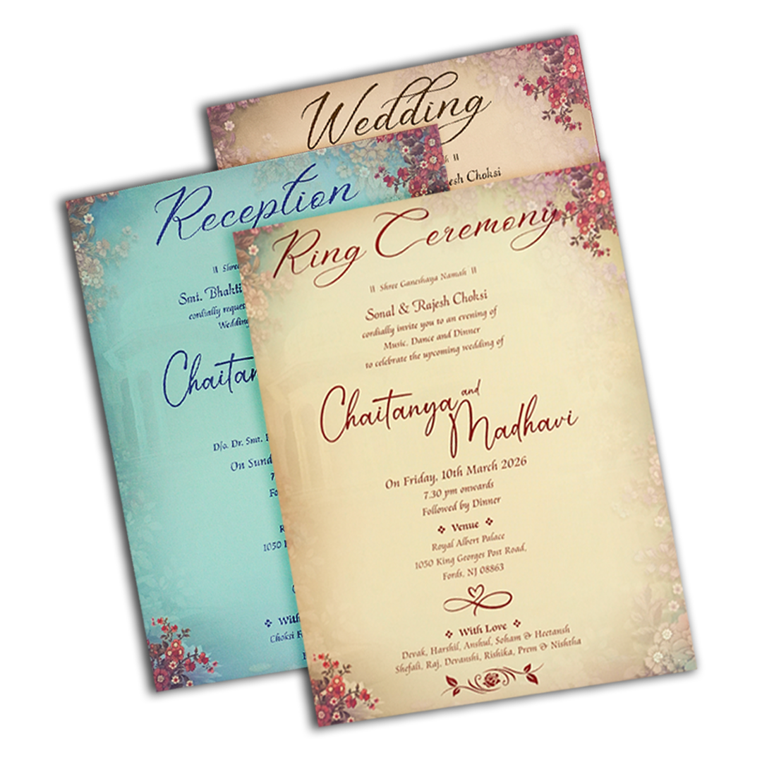 Blue Palace Couple Wedding Card-KSH73140
