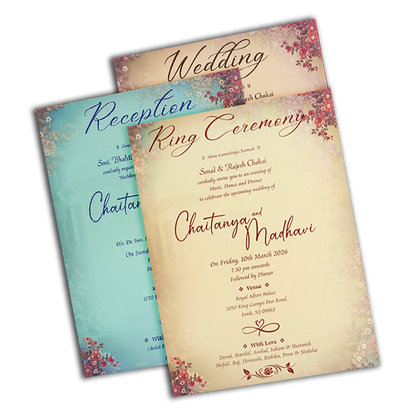 Blue Palace Couple Wedding Card-KSH73140