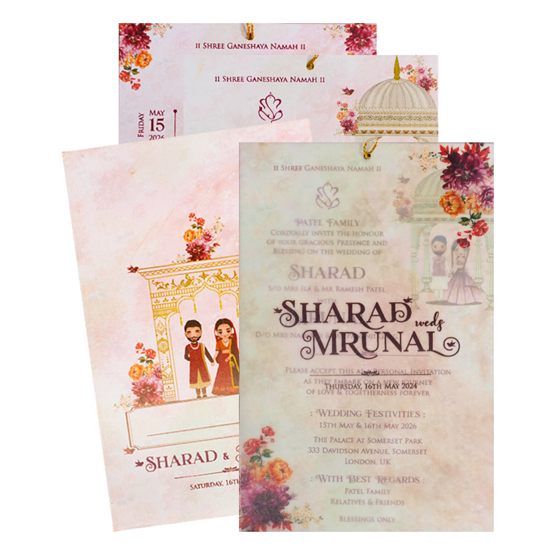 Check out Pink Floral Arch Bridal Wedding Card at best price. ?WhatsApp Support ?Express Delivery