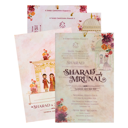 Pink Floral Arch Bridal Wedding Card-KSH71020