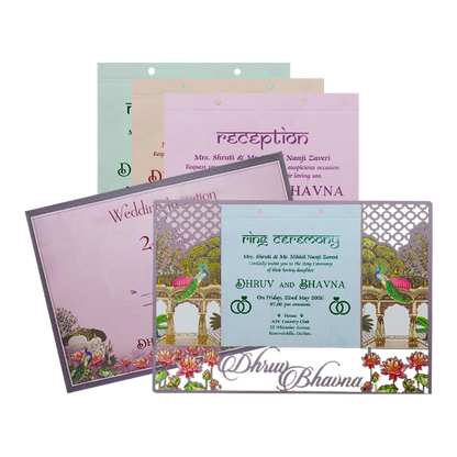 Check out Peacock Laser Cut Ring Ceremony Card at best price. ?WhatsApp Support ?Express Delivery