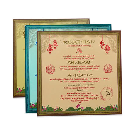 Royal Maroon Floral Padded Wedding Card - KRB08870