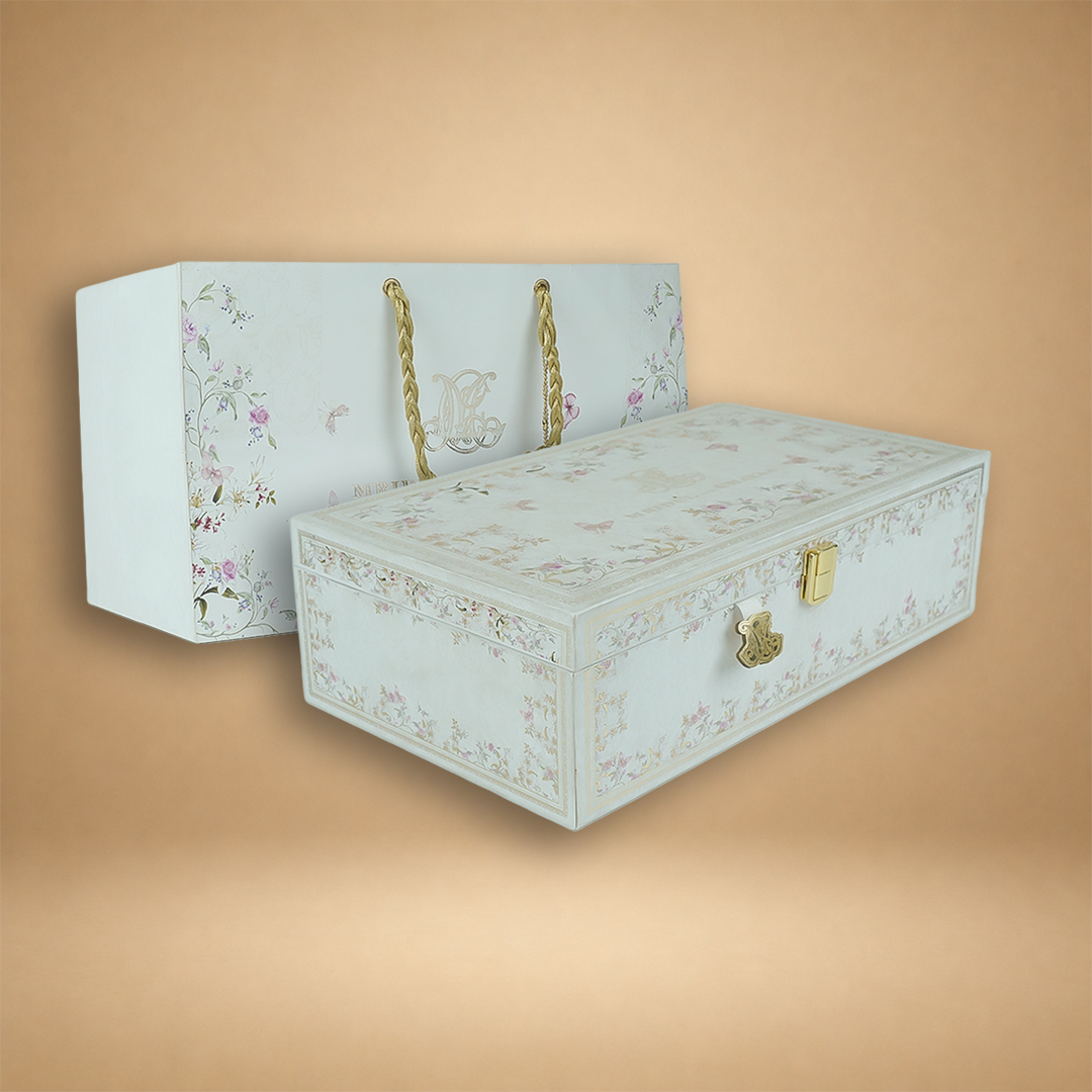Cream Premium Floral Luxury Invitation Box - KNLW202534