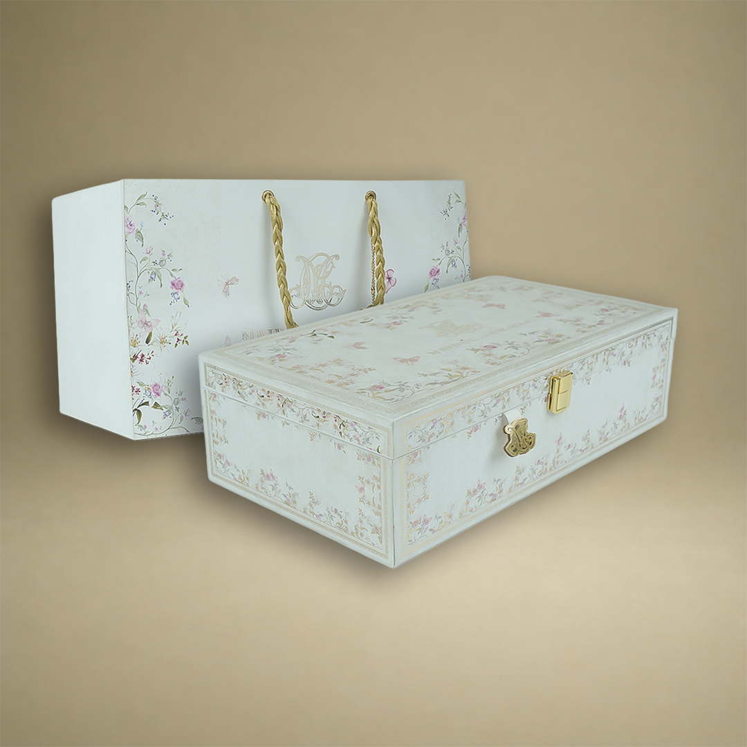 Cream Premium Floral Luxury Invitation Box - KNLW202534