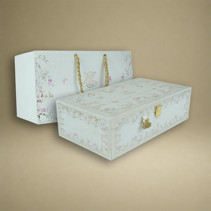 Cream Premium Floral Luxury Invitation Box - KNLW202534