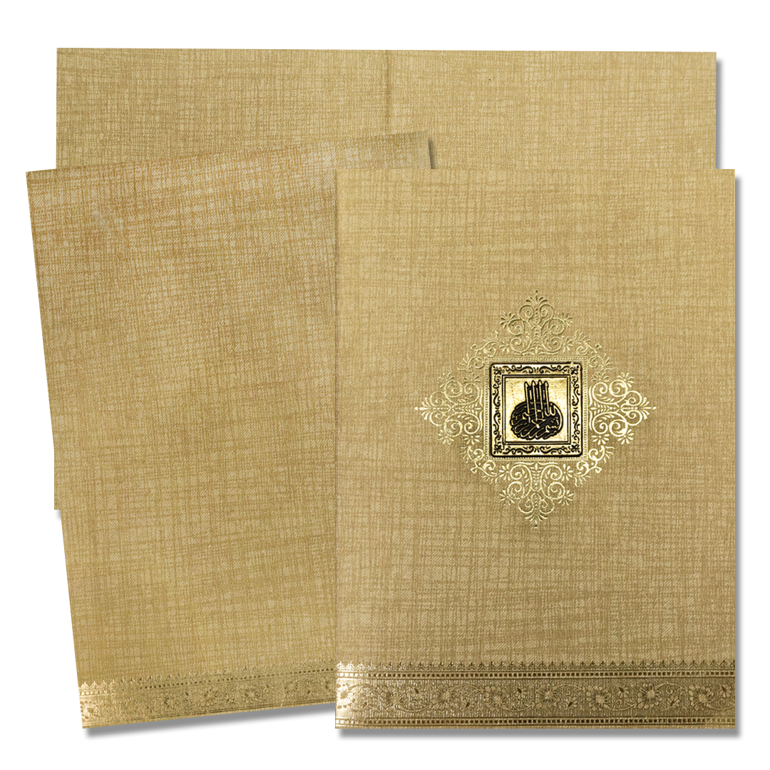 Gold Embossed Floral Wedding Card-KNCM15BGM