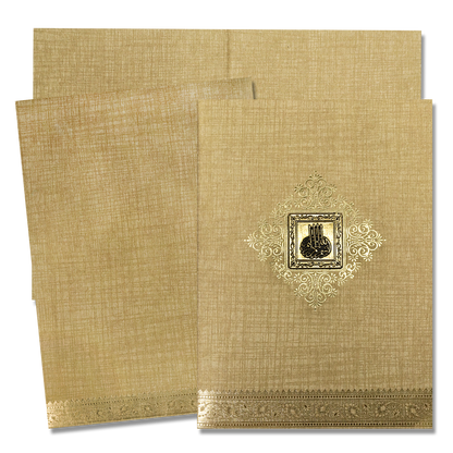 Gold Embossed Floral Wedding Card-KNCM15BGM