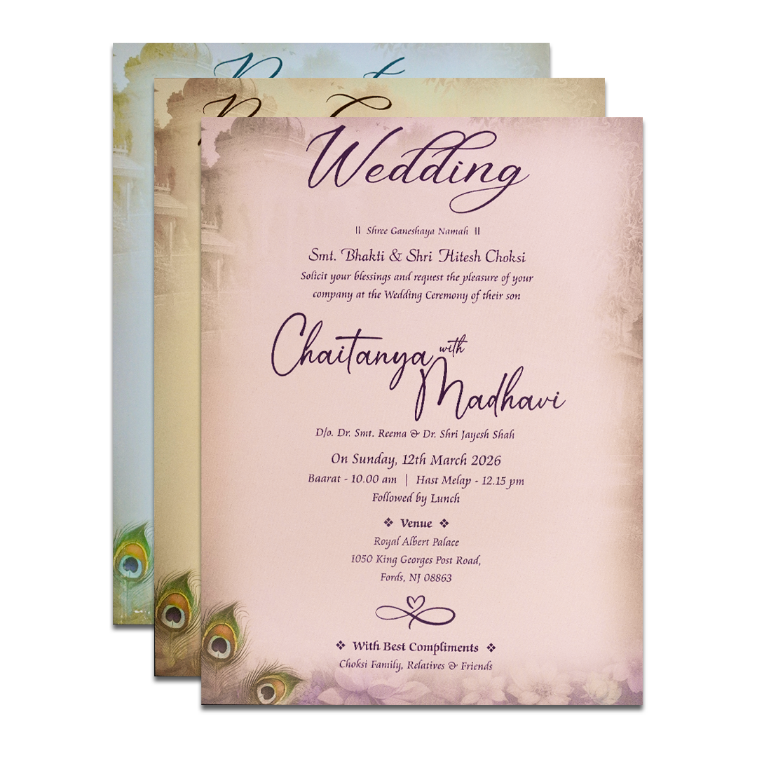Krishna Radha Floral Padded Wedding Card-KSH72340