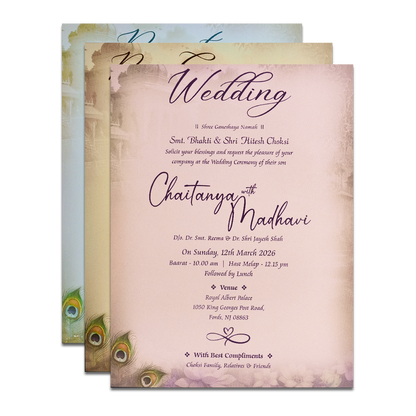 Krishna Radha Floral Padded Wedding Card-KSH72340