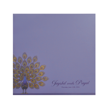Purple Peacock Luxury Wedding Invitation Card-KPR24790