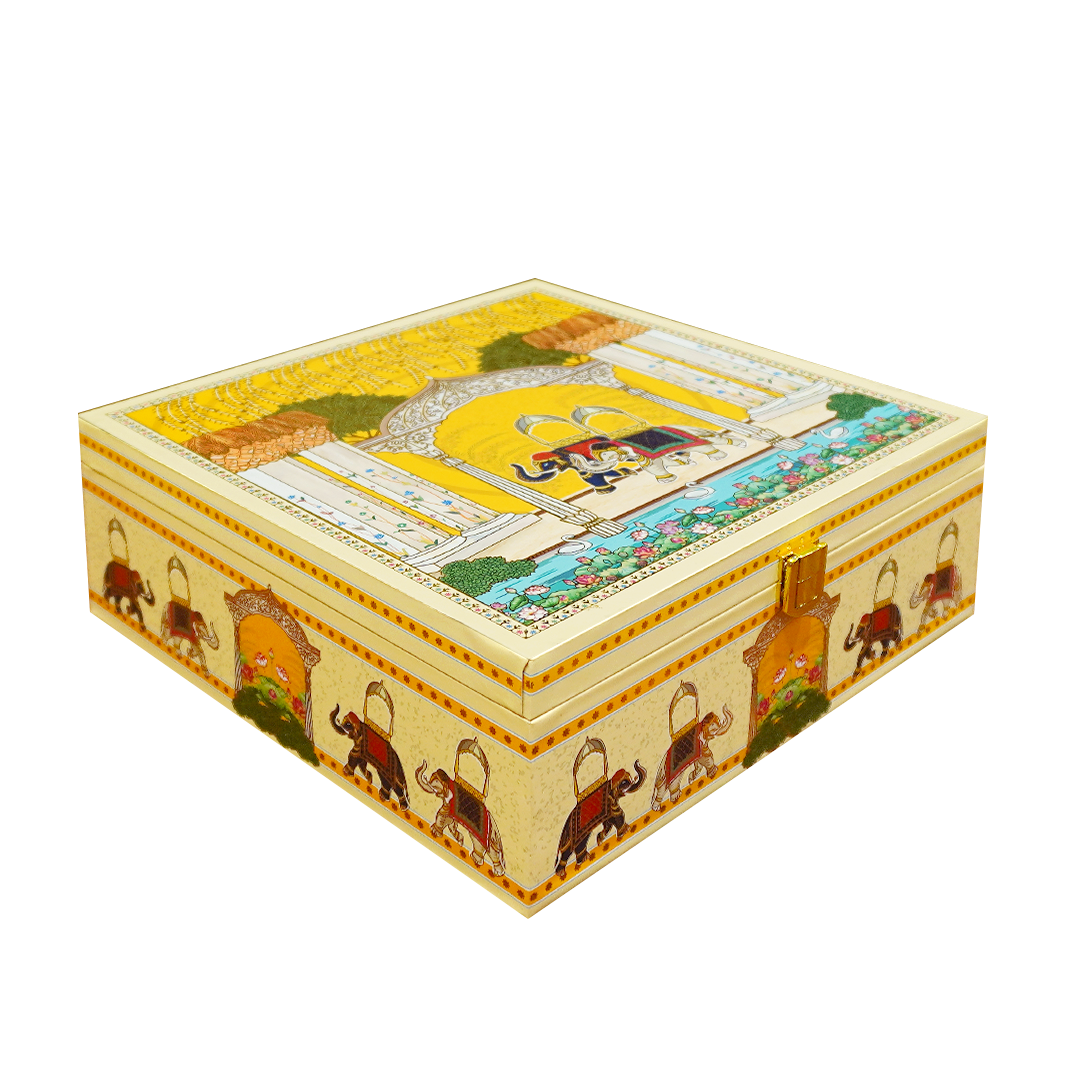 Yellow Elephant Themed Luxury Sweet Jar Box-KBX10102