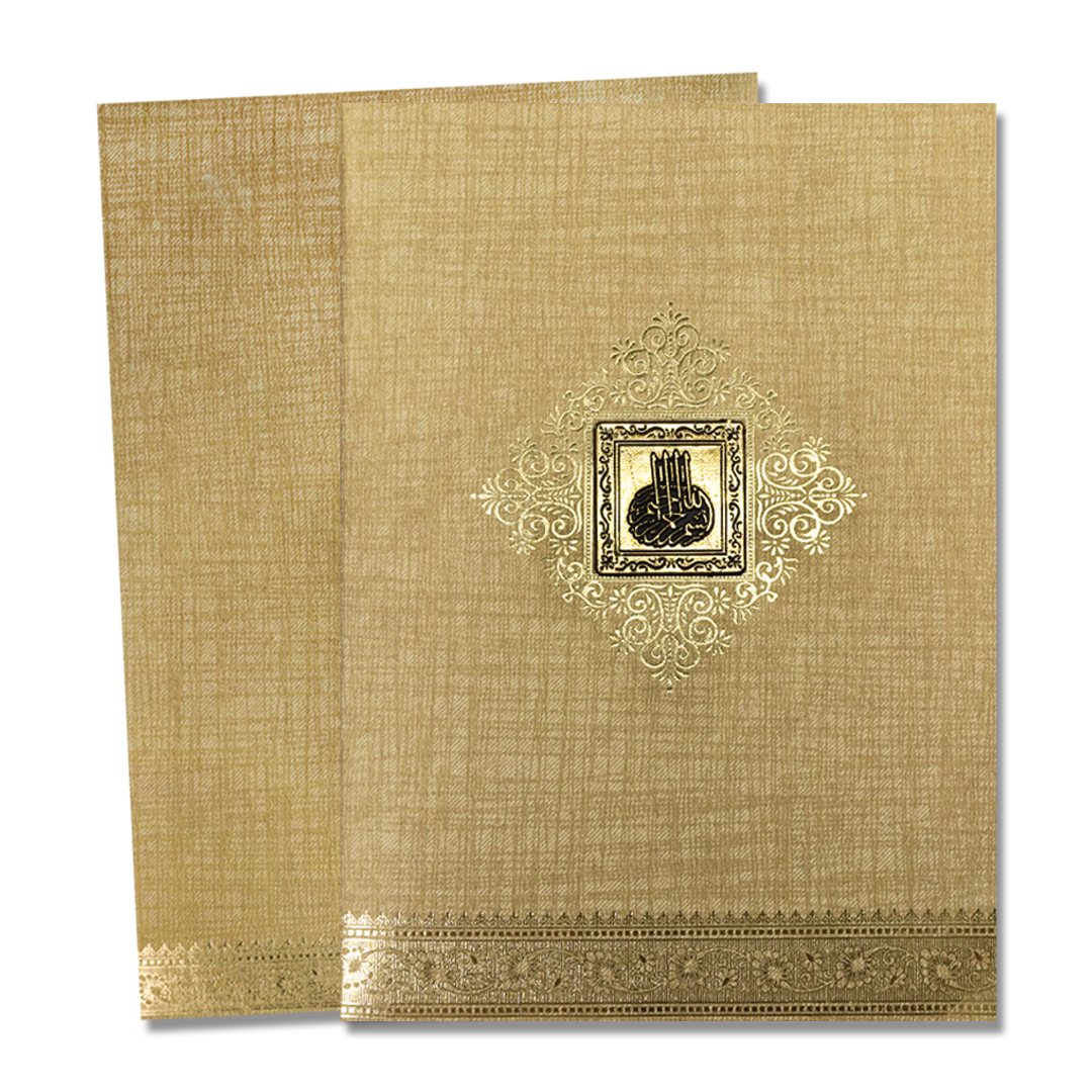 Gold Embossed Floral Wedding Card-KNCM15BGM