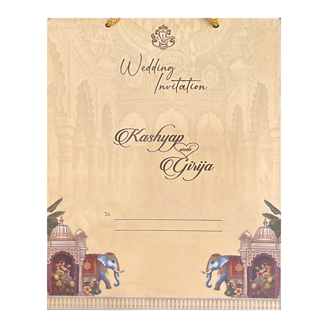 Royal Palace Ganesha Padded Wedding Card-KSH72250