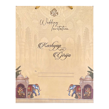 Royal Palace Ganesha Padded Wedding Card-KSH72250