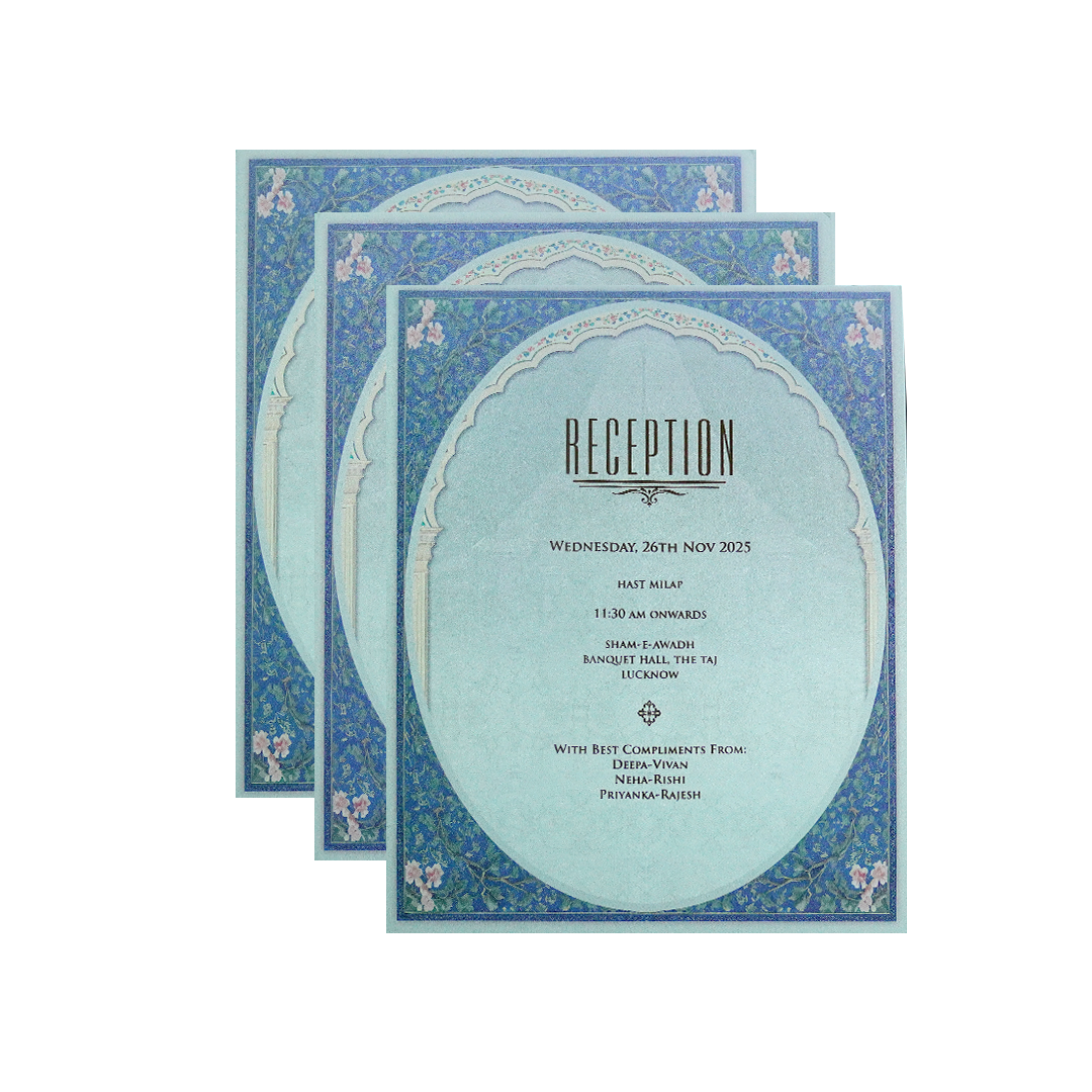Mint Green Ganesha Padded Wedding Invitation Card-KPR24740