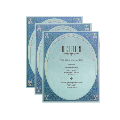 Mint Green Ganesha Padded Wedding Invitation Card-KPR24740