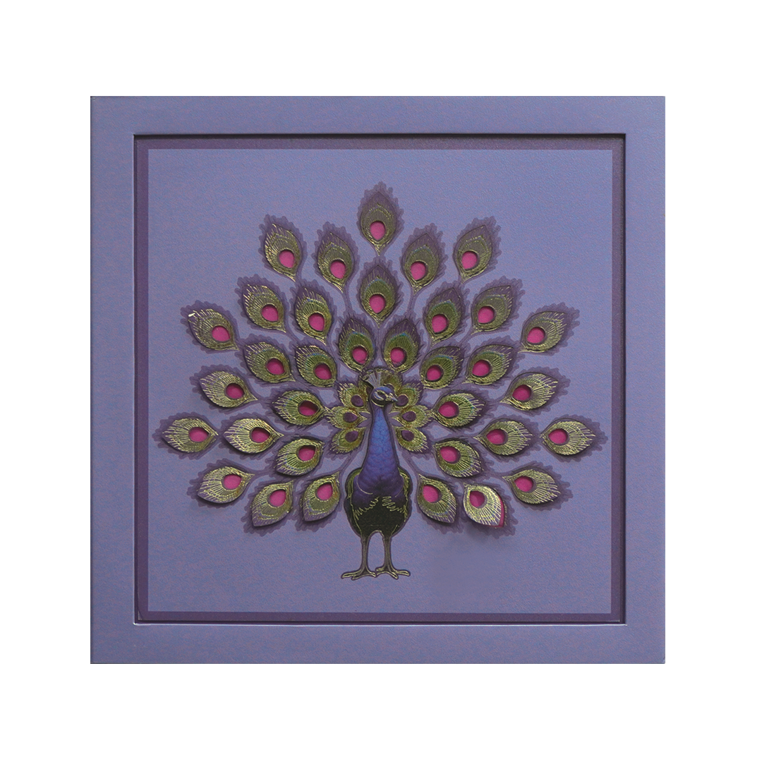 Purple Peacock Luxury Wedding Invitation Card-King of Cards