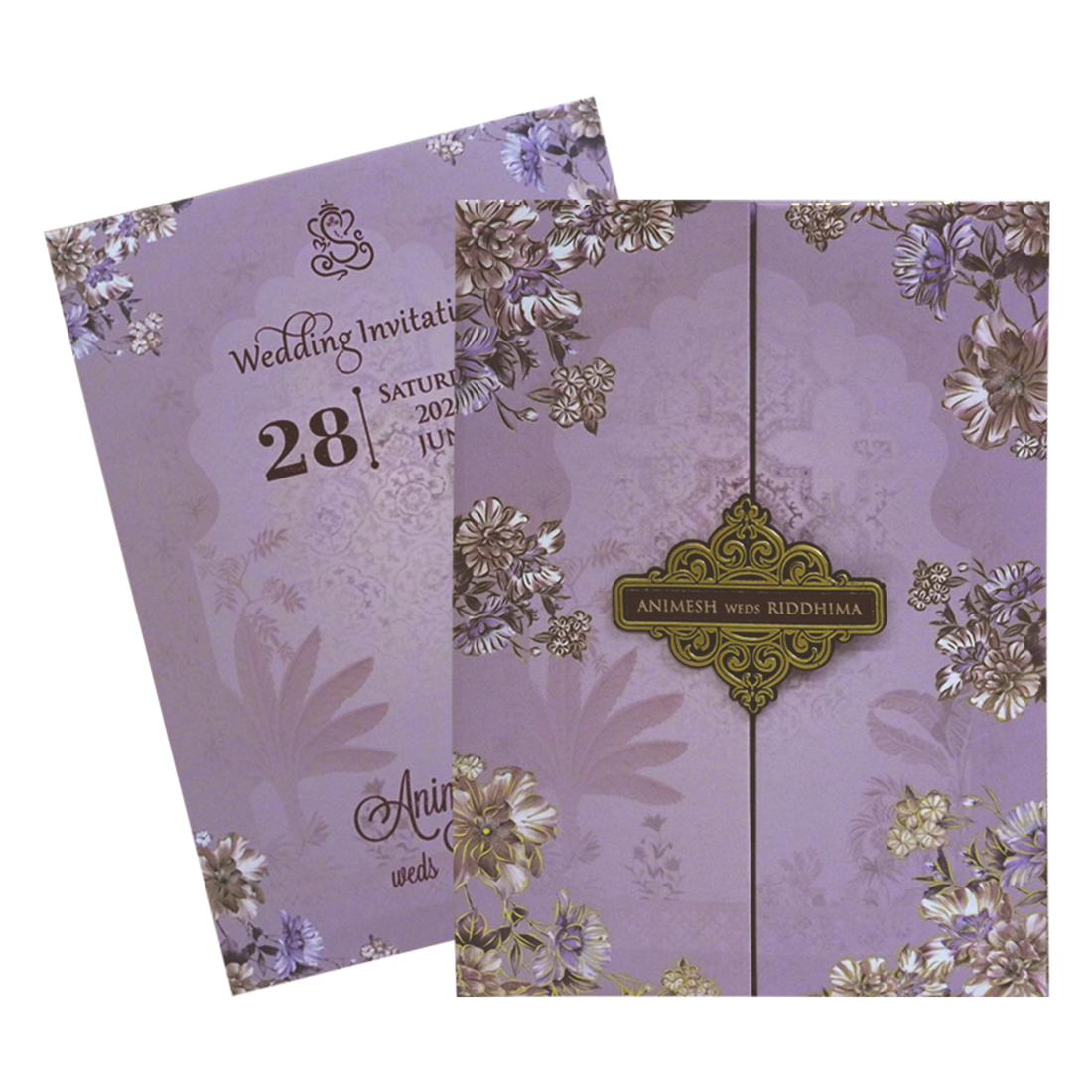 Light Purple Padded Wedding Card-KVN06840