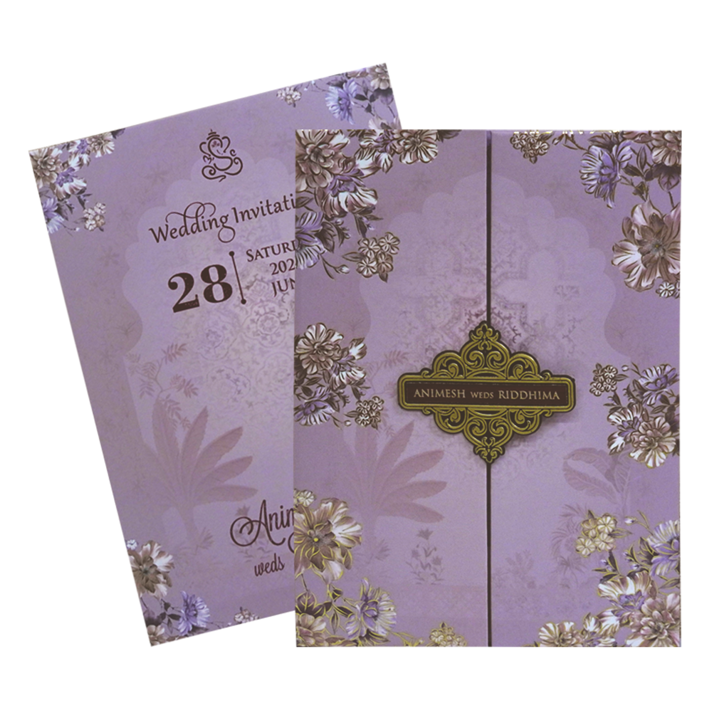 Light Purple Padded Wedding Card-KVN06840