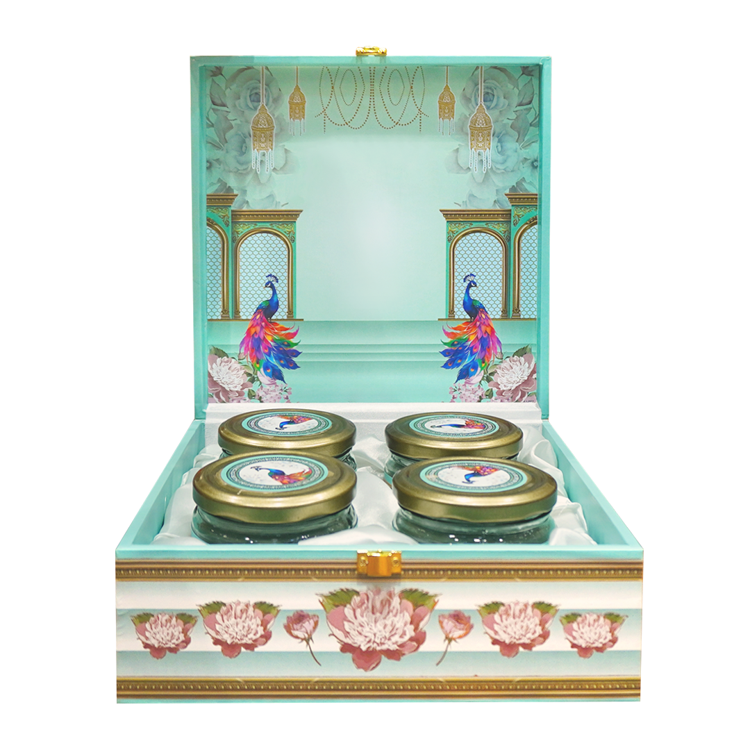 Pastel Blue Peacock Luxury Sweet Jar Box-KBX10101