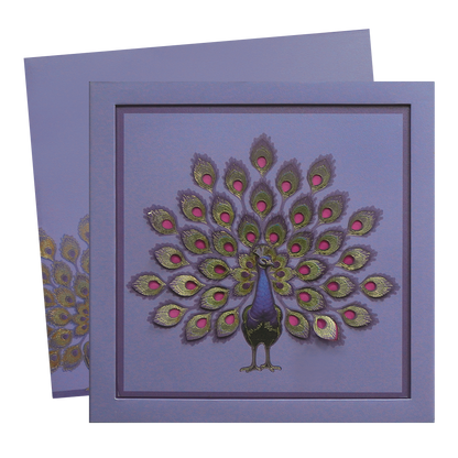 Purple Peacock Luxury Wedding Invitation Card-King of Cards