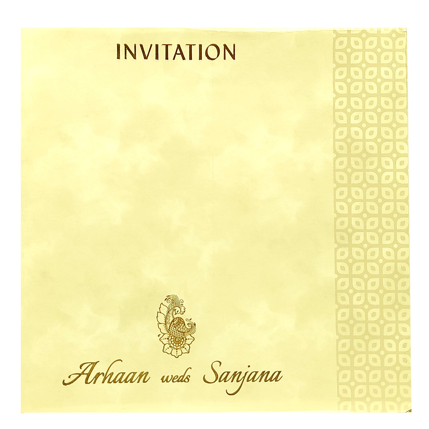 Cream Embossed Padded Invitation Card-King of Cards