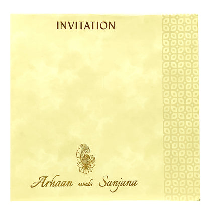 Cream Embossed Padded Invitation Card-King of Cards
