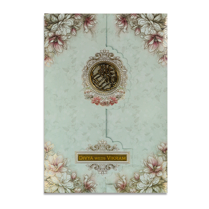 Blue Floral Wedding Card-KNBL1702M