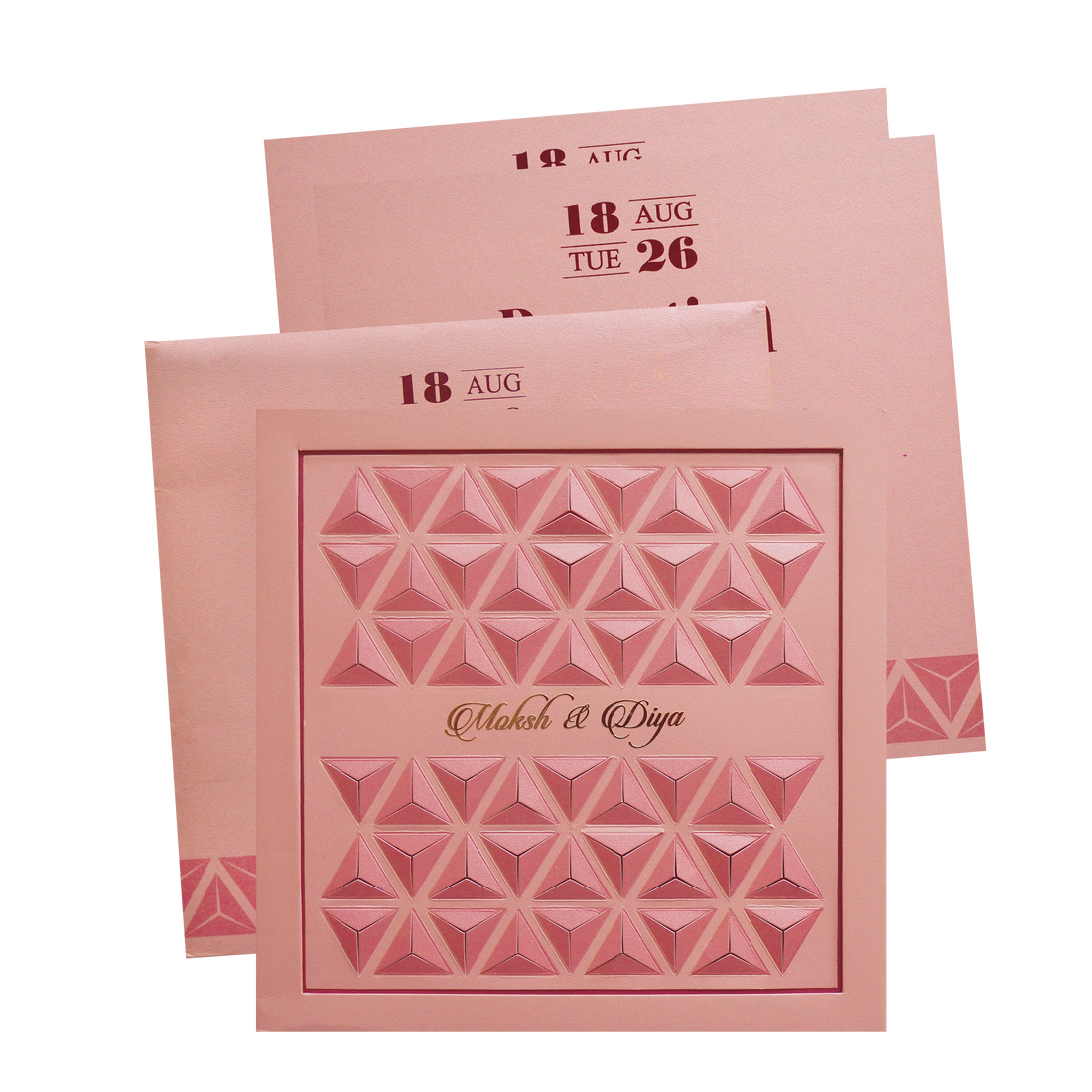 Rose Gold Padded Wedding Invitation Card-KPR24780