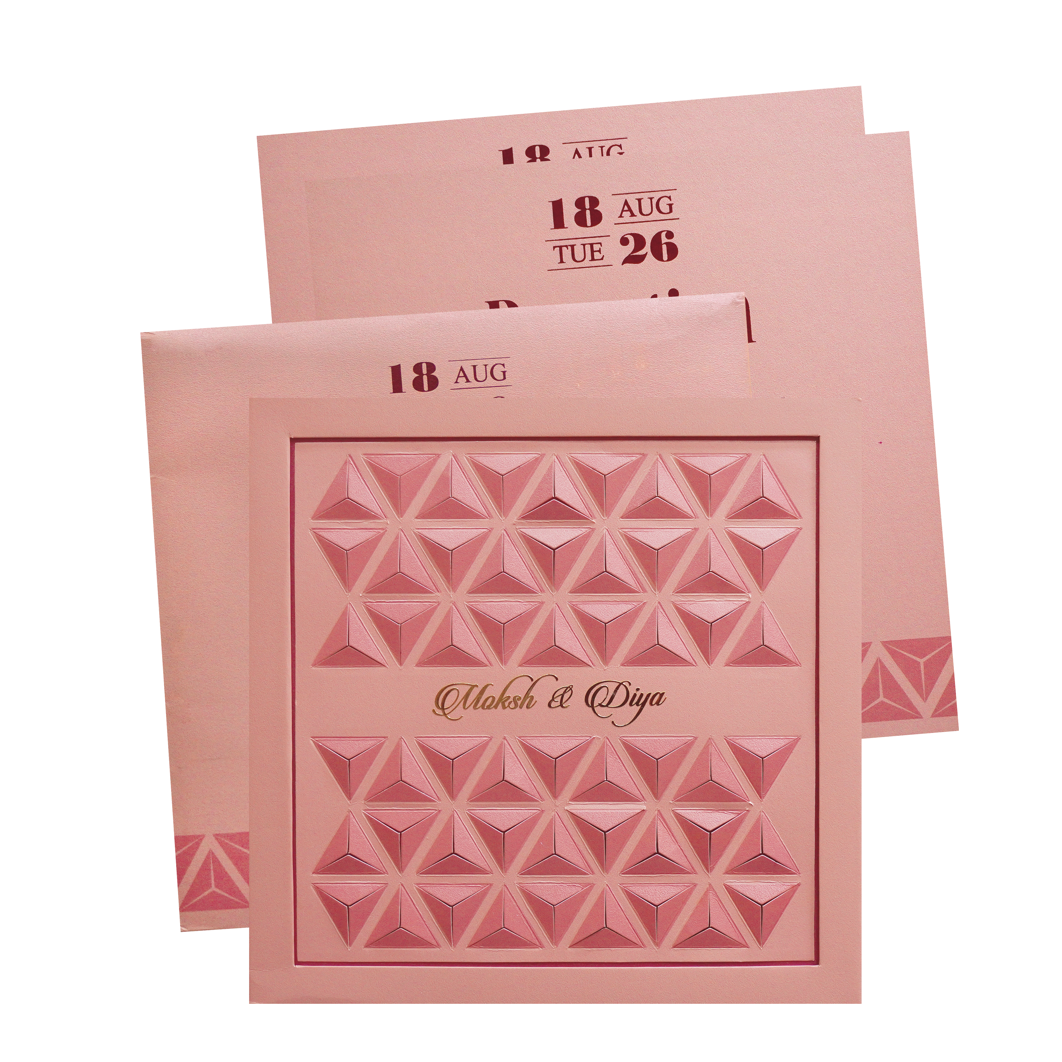 Check out Rose Gold Geometric Laser Cut Wedding Invitation Card at best price. ?WhatsApp Support ?Express Delivery. Laser cut design, box envelope, inserts.