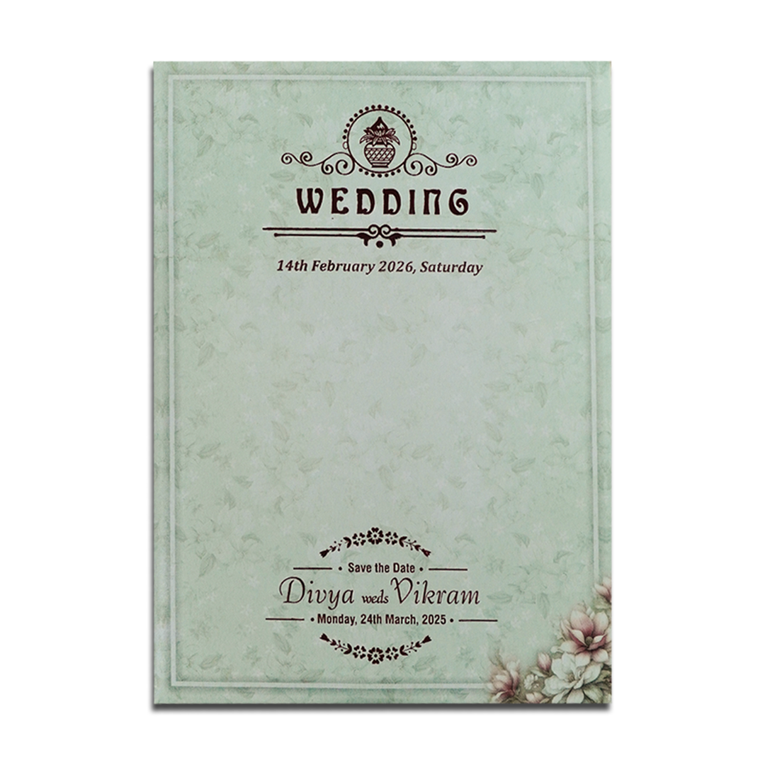 Blue Floral Wedding Card-KNBL1702M