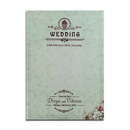 Blue Floral Wedding Card-KNBL1702M