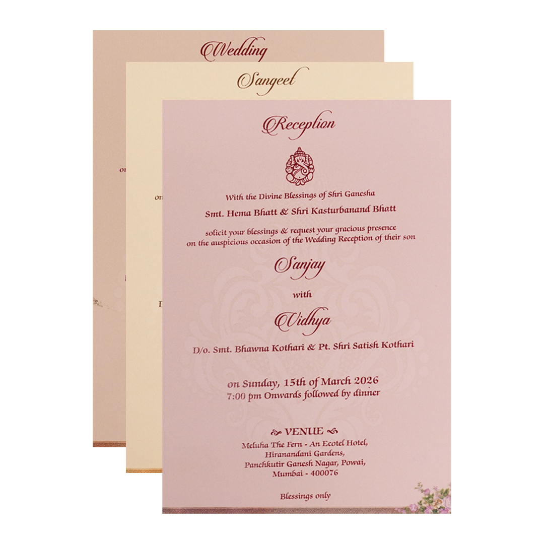 Cream Elephant Carriage Padded Wedding Card-KSH73200