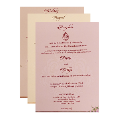 Cream Elephant Carriage Padded Wedding Card-KSH73200