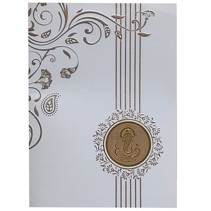 Invitation Card - White and Gold Combination Screen Wedding Card-KNK2556